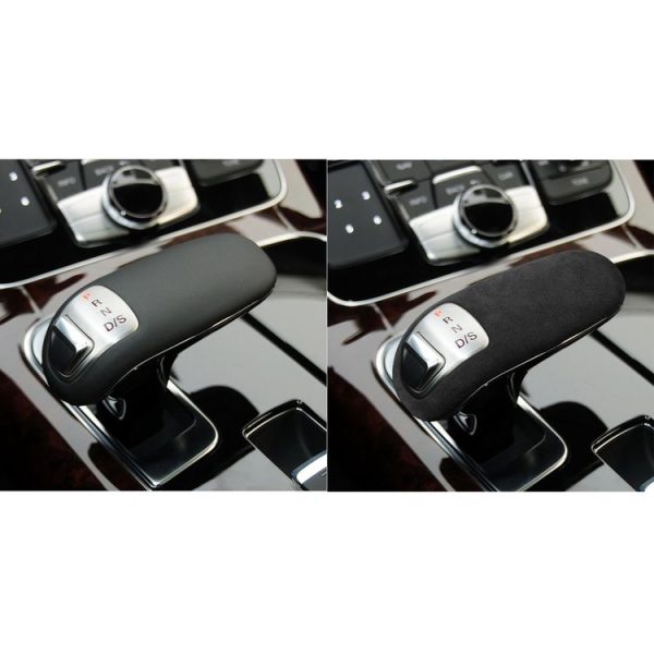 Car Suede Shift Knob Handle Cover for Audi A8 (2011-2017), Suitable for Left Driving (Black Grey) - Image 7