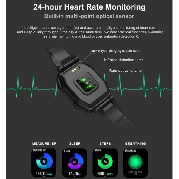 Captain C16 1.69 inch TFT Screen Bluetooth 5.0 3ATM Waterproof Smart Watch, Support Sleep Monitor / Heart Rate Monitor / Music Control / Sports Mode (Green) - Image 7