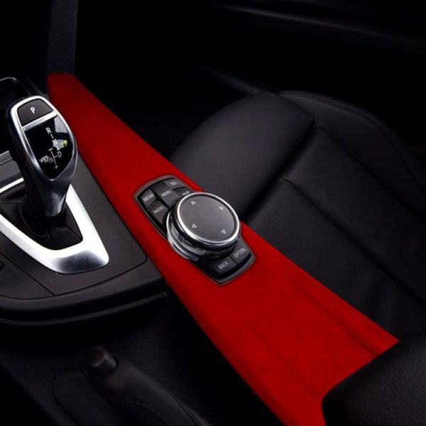 Car Suede Wrap Center Console Panel Decorative Sticker for BMW 3 Series 3GT / 4 Series 2013-2019, Left Drive (Wine Red) - Image 5