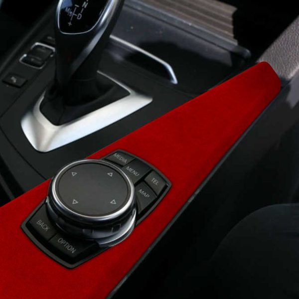 Car Suede Wrap Center Console Panel Decorative Sticker for BMW 3 Series 3GT / 4 Series 2013-2019, Left Drive (Wine Red) - Image 6
