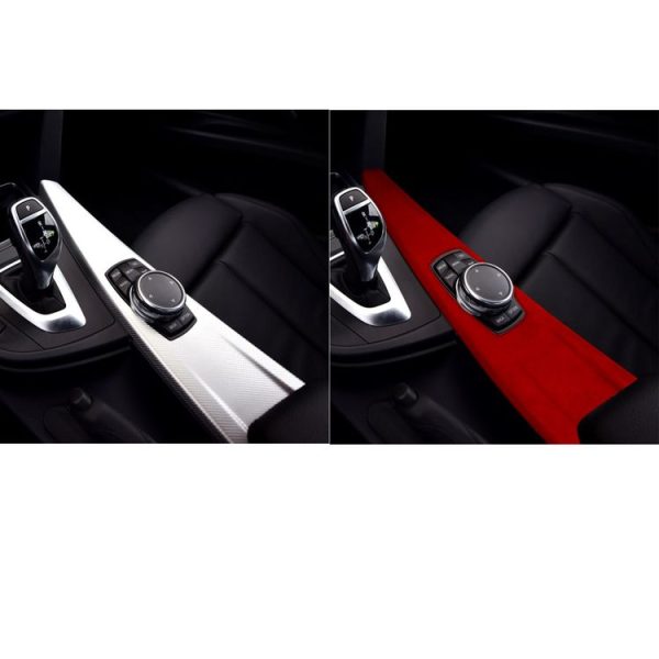 Car Suede Wrap Center Console Panel Decorative Sticker for BMW 3 Series 3GT / 4 Series 2013-2019, Left Drive (Wine Red) - Image 7