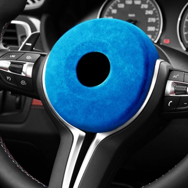 Car Suede Wrap Steering Wheel Decorative Sticker for BMW F Chassis, Left Drive (Sky Blue) - Image 5