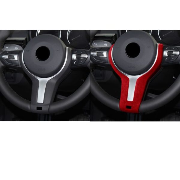 Car Suede Wrap Thong Shape Steering Wheel Decorative Sticker for BMW F Chassis, Left Drive (Wine Red) - Image 6