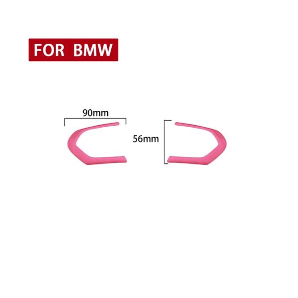 Car Suede Wrap Thong Square Shape Steering Wheel Decorative Sticker for BMW F Chassis, Left and Right Drive Universal (Pink) - Image 2