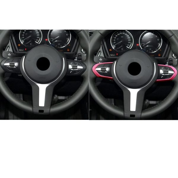 Car Suede Wrap Thong Square Shape Steering Wheel Decorative Sticker for BMW F Chassis, Left and Right Drive Universal (Pink) - Image 6