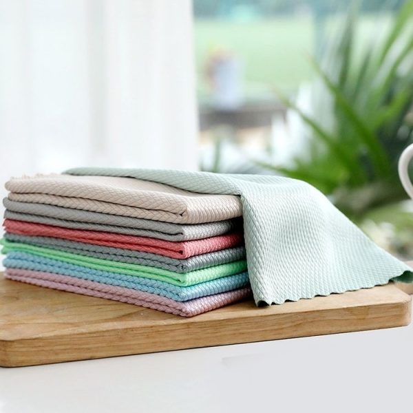 10 PCS Non-Marking And Easy-To-Dry Fish Scale Rags Kitchen Cleaning Towels, Random Color Delivery, Specification: 25x25cm (Bulk, No Packaging) - Image 2