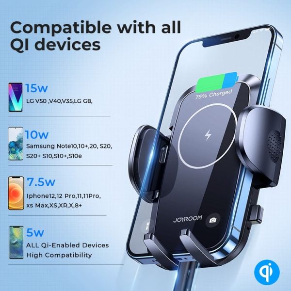 JOYROOM JR-ZS241 15W QI Mechanical Car Wireless Charger Phone Holder Air Outlet Version (Black) - Image 2