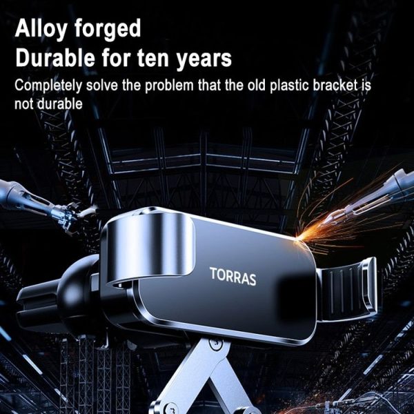 TORRAS W63 Alloy Gravity Car Air Outlet Holder (Shiny Black) - Image 6
