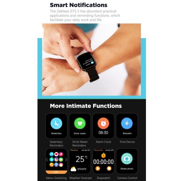 Zeblaze GTS 2 1.69 inch Touch Screen Bluetooth 5.0 IP67 Waterproof Smart Watch, Support Sleep Monitor / Heart Rate Monitor / Bluetooth Calling / Sports Mode (Black) - Image 7