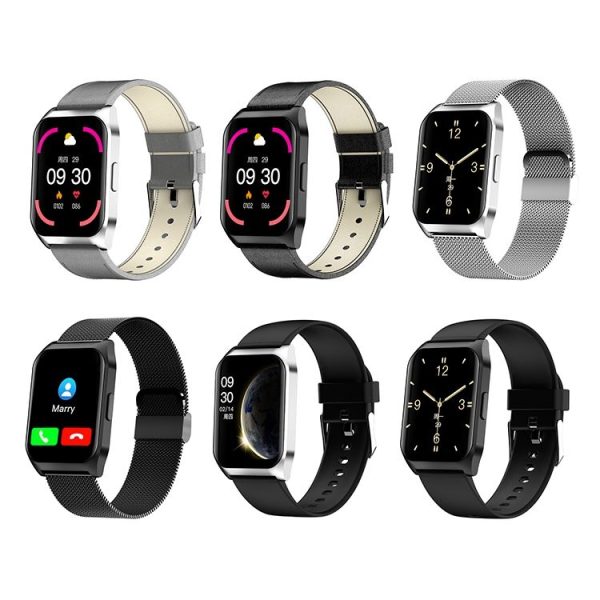 E17 1.69 inch IPS Touch Screen IP67 Waterproof Smart Watch, Support Sleep Monitor / Heart Rate Monitor / Bluetooth Calling, Style: Leather Strap (Silver) - Image 2