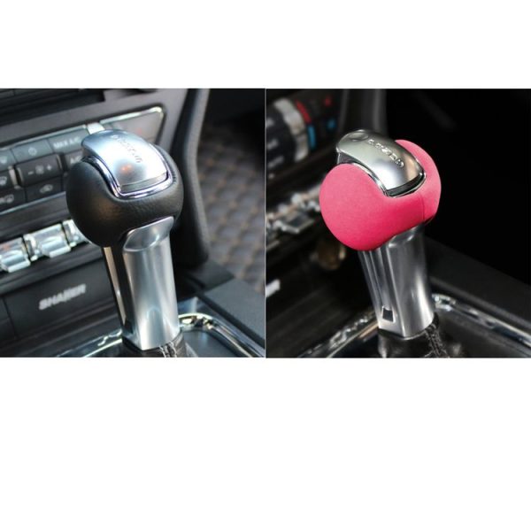 Car Suede Wrap Gear Handle Head Cover for Ford Mustang 2015-2021, Left and Right Drive Universal (Pink) - Image 6