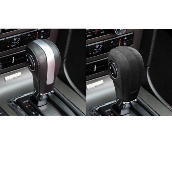 Car Suede Wrap Shift Lever Cover for Ford Mustang 2015-2021, Left Drive (Black Grey) - Image 6