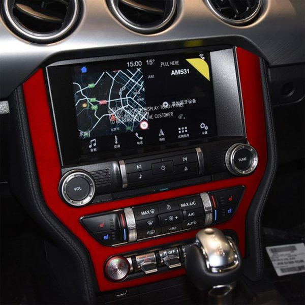 Car Suede Wrap Central Control CD Panel Cover for Ford Mustang 2015-2021, Left and Right Drive Universal (Wine Red) - Image 5