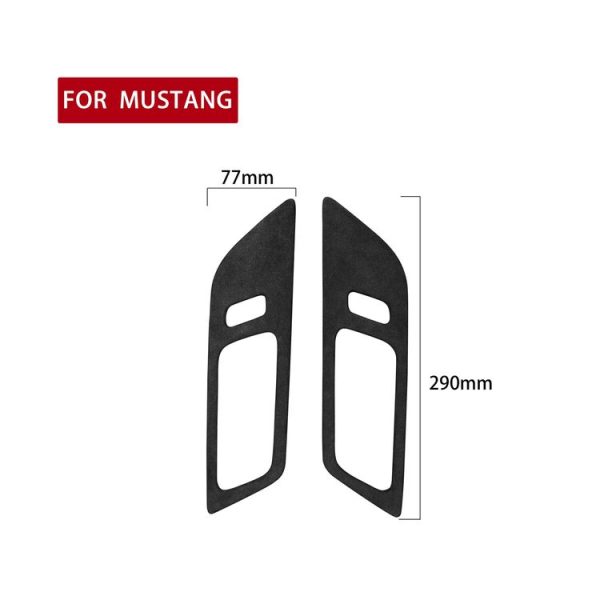 Car Suede Wrap Door Handle Panel Cover for Ford Mustang 2015-2021, Left and Right Drive Universal (Black Grey) - Image 2