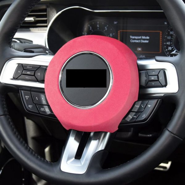 Car Suede Wrap Steering Wheel Airbag Decorative Cover for Ford Mustang 2015-2021, Left and Right Drive Universal (Pink) - Image 5