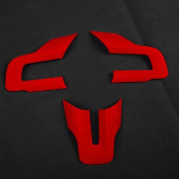 Car Suede Wrap Steering Wheel Decorative Cover for Ford Mustang 2015-2021, Left Drive (Wine Red) - Image 3
