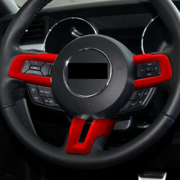 Car Suede Wrap Steering Wheel Decorative Cover for Ford Mustang 2015-2021, Left Drive (Wine Red) - Image 5
