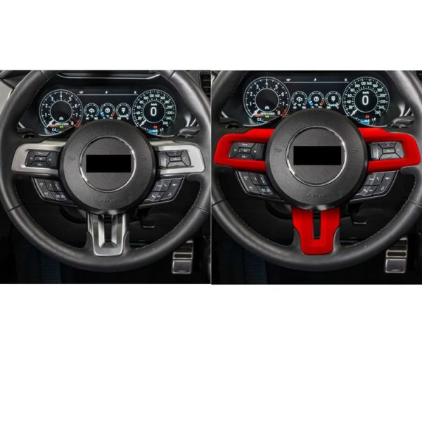 Car Suede Wrap Steering Wheel Decorative Cover for Ford Mustang 2015-2021, Left Drive (Wine Red) - Image 6