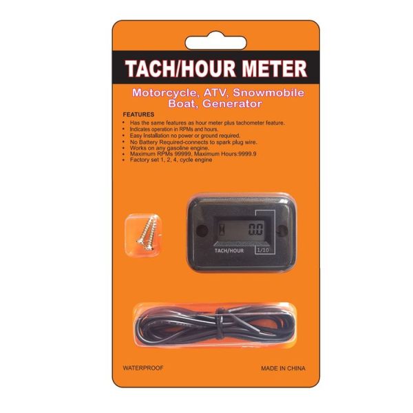 CS-1181A1 DJ-102 2 Stroke Motorcycle Motorboat ATV Petrol Engine Waterproof LCD Sensor Tachometer Hour Meter Timer (Black) - Image 8