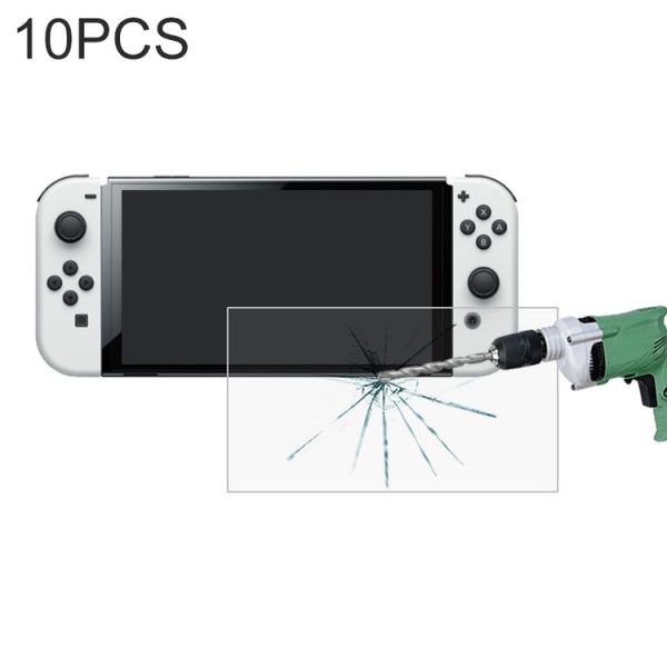 Nintendo Switch OLED 10 PCS 0.26mm 9H 2.5D Tempered Glass Film