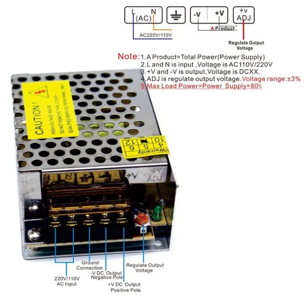 S-36-12 DC12V 3A 36W LED Regulated Switching Power Supply, Size: 86 x 58 x 33mm - Image 5