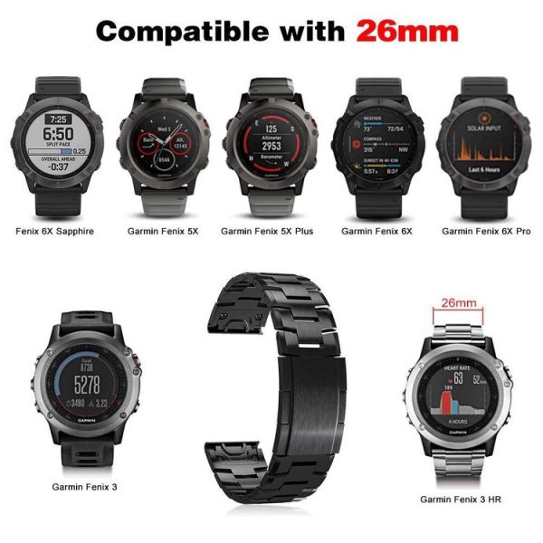 Garmin Fenix 6X 26mm Titanium Alloy Quick Release Watch Band (Silver) - Image 5