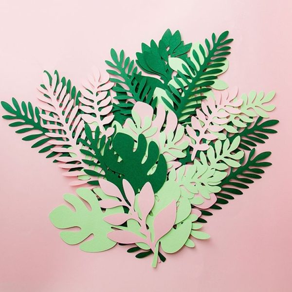 10 in 1 Creative Paper Cutting Shooting Props Tree Leaves Papercut Jewelry Cosmetics Background Photo Photography Props (Black) - Image 2