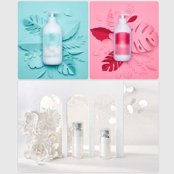 Peach Blossom Creative Paper Cutting Shooting Props Flowers Papercut Jewelry Cosmetics Background Photo Photography Props (White) - Image 4