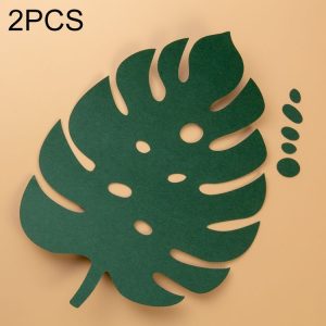 2 PCS Monstera Leaves 23x17cm Creative Leaves Paper Cutting Shooting Props Papercut Jewelry Cosmetics Background Photo Photography Props (Deep Green)
