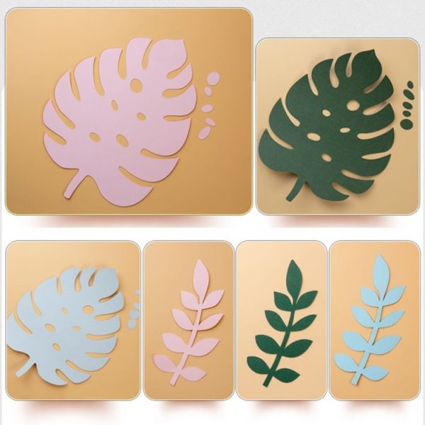 2 PCS Leaves 16x7cm Creative Leaves Paper Cutting Shooting Props Papercut Jewelry Cosmetics Background Photo Photography Props (Deep Green) - Image 3