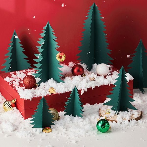 Christmas Theme Shooting Props 12 in 1 Pine Tree Paper Cutting Cosmetics Background Photo Photography Props - Image 2