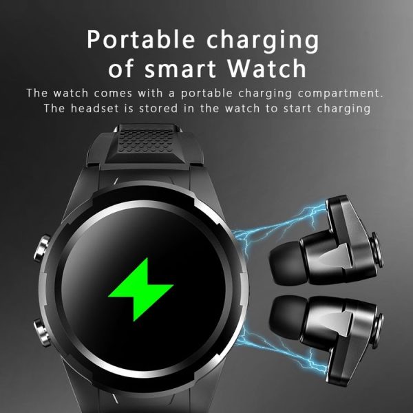 F6 1.28 inch IPS Screen 2 in 1 Bluetooth Earphone Smart Watch, Support Heart Rate & Blood Oxygen Monitoring / Bluetooth Music, Style: Steel Strap (Black) - Image 13