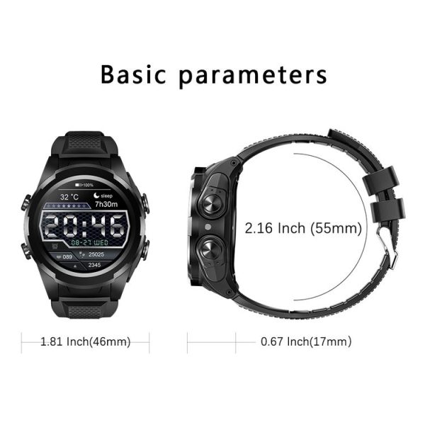 F6 1.28 inch IPS Screen 2 in 1 Bluetooth Earphone Smart Watch, Support Heart Rate & Blood Oxygen Monitoring / Bluetooth Music, Style: Steel Strap (Black) - Image 16