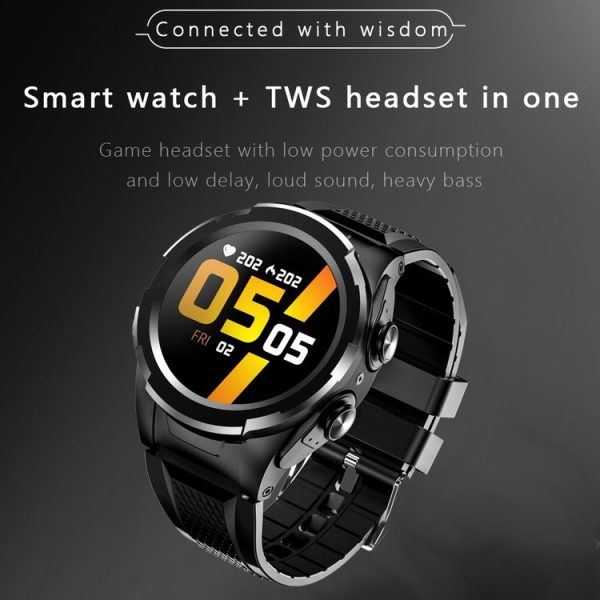 F6 1.28 inch IPS Screen 2 in 1 Bluetooth Earphone Smart Watch, Support Heart Rate & Blood Oxygen Monitoring / Bluetooth Music, Style: Steel Strap (Black) - Image 3
