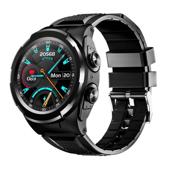 F6 1.28 inch IPS Screen 2 in 1 Bluetooth Earphone Smart Watch, Support Heart Rate & Blood Oxygen Monitoring / Bluetooth Music, Style: Silicone Strap (Black) - Image 2