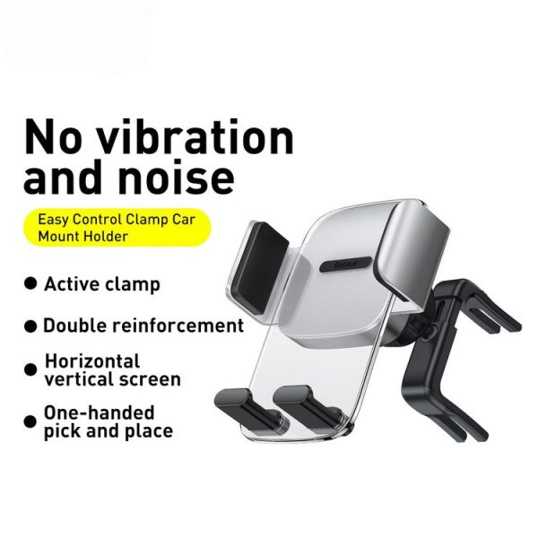 Baseus SUYK000212 Easy to Control Clamping Car Phone Holder Round Outlet Version (Silver) - Image 2