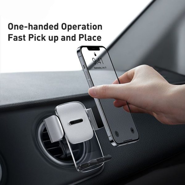 Baseus SUYK000212 Easy to Control Clamping Car Phone Holder Round Outlet Version (Silver) - Image 5
