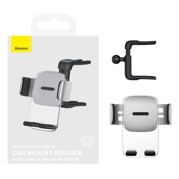 Baseus SUYK000212 Easy to Control Clamping Car Phone Holder Round Outlet Version (Silver) - Image 8