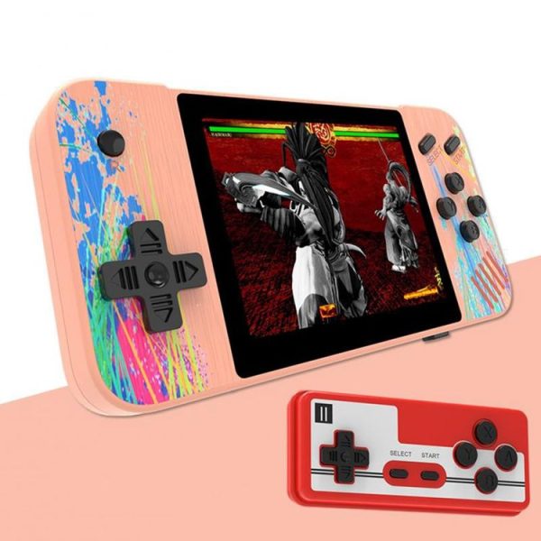 G3 Macaron 3.5 inch Screen Handheld Game Console for Dual Players Built-in 800 Games (Pink)