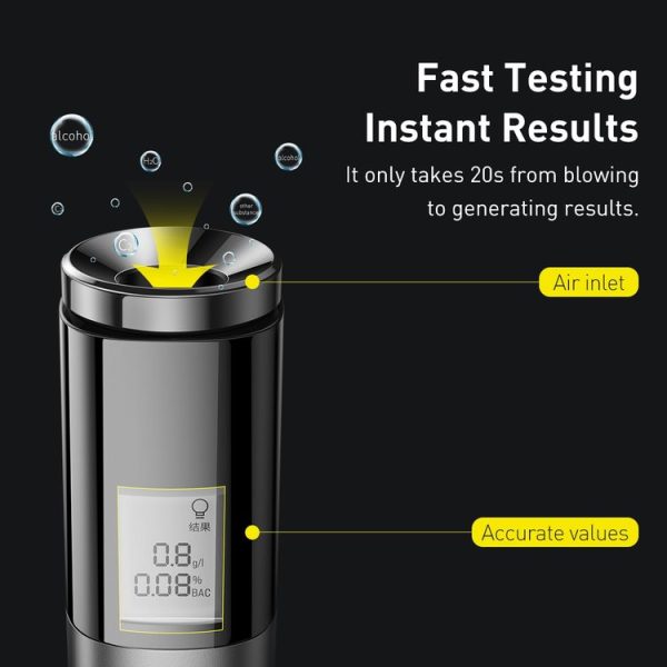 Baseus CRCX-01 Digital Alcohol Tester Breathalyzer (Black) - Image 4