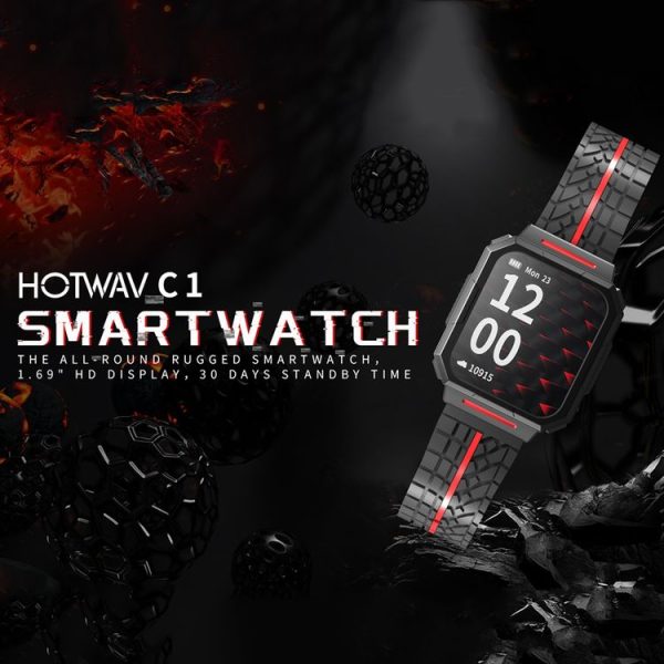 HOTWAV C1 1.69 inch Full Touch Screen Smart Watch, IP67 Waterproof Support Heart Rate & Blood Oxygen Monitoring / Multiple Sports Modes (Red) - Image 5