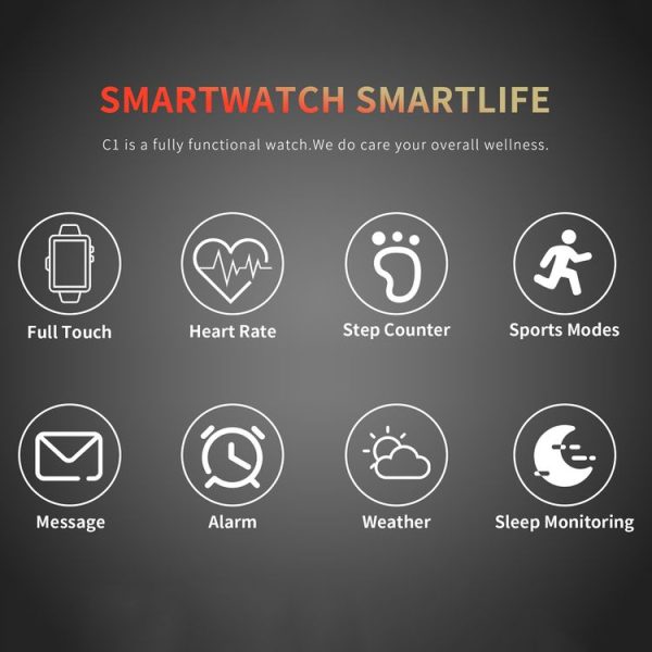 HOTWAV C1 1.69 inch Full Touch Screen Smart Watch, IP67 Waterproof Support Heart Rate & Blood Oxygen Monitoring / Multiple Sports Modes (Red) - Image 9