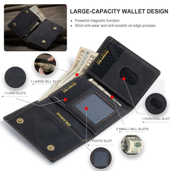 DG.MING M1 Series 3-Fold Multi Card Wallet (Black) - Image 5