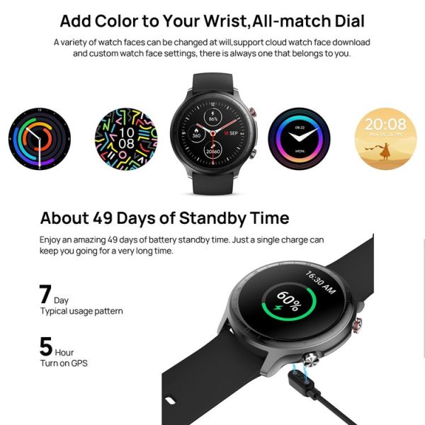 DOOGEE CR1 Pro 1.28 inch TFT Screen Smart Watch, 5ATM Waterproof, Support 14 Sports Modes / Heart Rate & Blood Oxygen Monitoring (Black) - Image 13