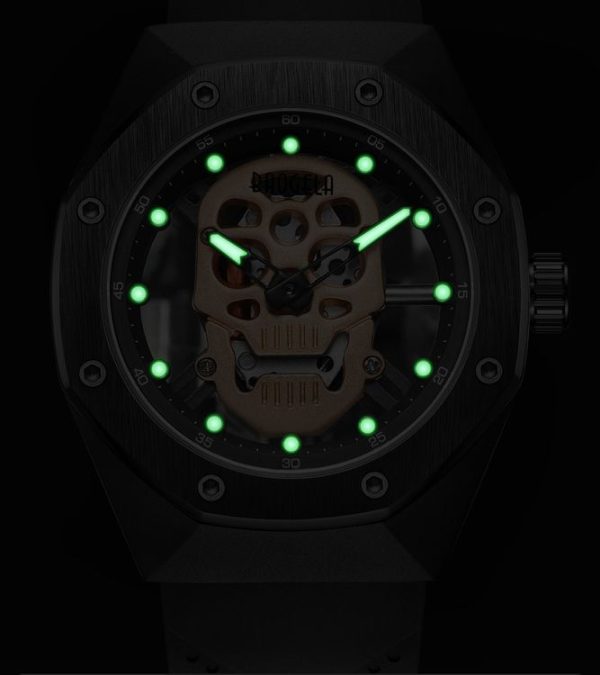 BAOGELA 1902 Skull Luminous Dial Silicone Strap Quartz Watch For Men (Black) - Image 4