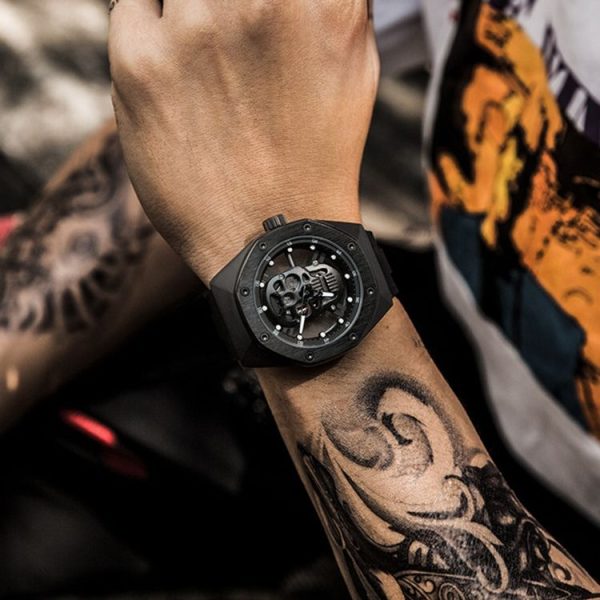 BAOGELA 1902 Skull Luminous Dial Silicone Strap Quartz Watch For Men (Black) - Image 6