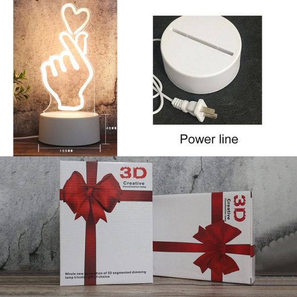 White Base Creative 3D Tricolor LED Decorative Night Light, Button Plug Version, Shape: Geometric Horse (White-Warm-Warm White) - Image 4