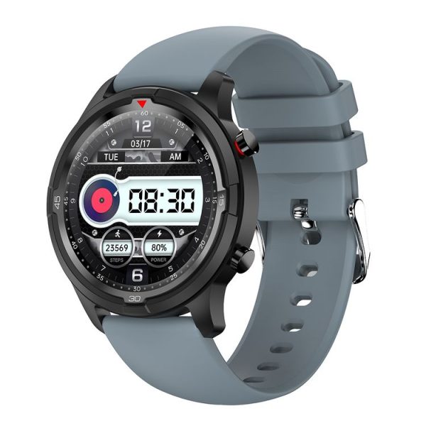 TW26 1.28 inch IPS Touch Screen IP67 Waterproof Smart Watch, Support Sleep Monitoring / Heart Rate Monitoring / Dual Mode Call / Blood Oxygen Monitoring, Style: Silicone Strap (Grey Blue)