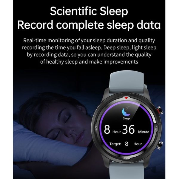 TW26 1.28 inch IPS Touch Screen IP67 Waterproof Smart Watch, Support Sleep Monitoring / Heart Rate Monitoring / Dual Mode Call / Blood Oxygen Monitoring, Style: Silicone Strap (Grey Blue) - Image 10