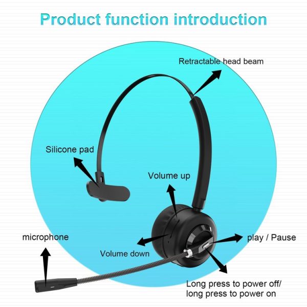 Anivia A8 Bluetooth Telephone Headset with Noise-cancelling Microphone (Black) - Image 2